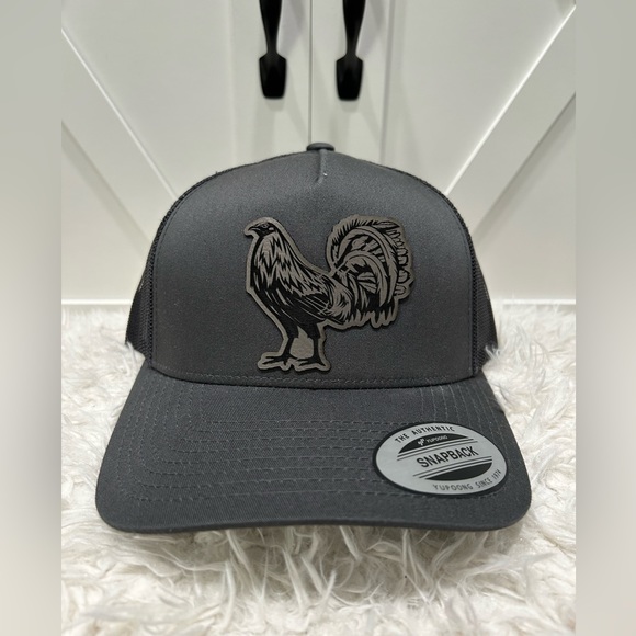 Dominican Republic Gold Badge Rooster Tuna Trucker Hat – Adjustable Snapback Cap With PU Leather Front, One Size - View #6